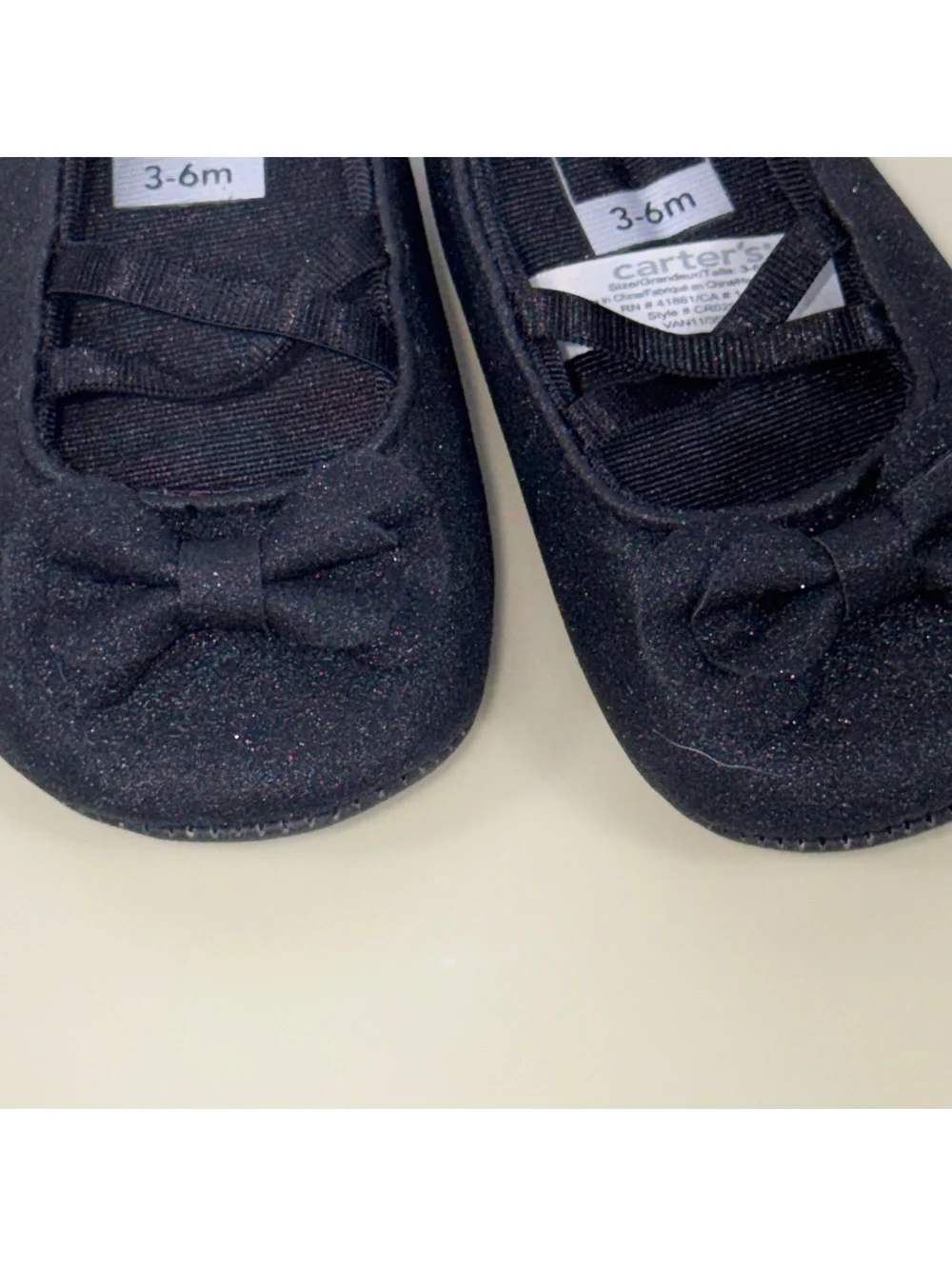 Carter’s Baby Girls Black Glitter Ballet Flats 3-6M